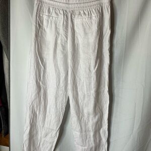 Athleta White Linen Retreat Barrel Ankle Pants